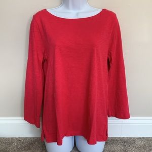 JCREW Bright Pink Slub Boatneck 3/4 Sleeve shirt M
